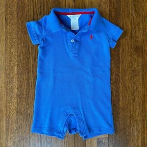 GUC Ralph Lauren Blue Pique Polo Shortall Romper